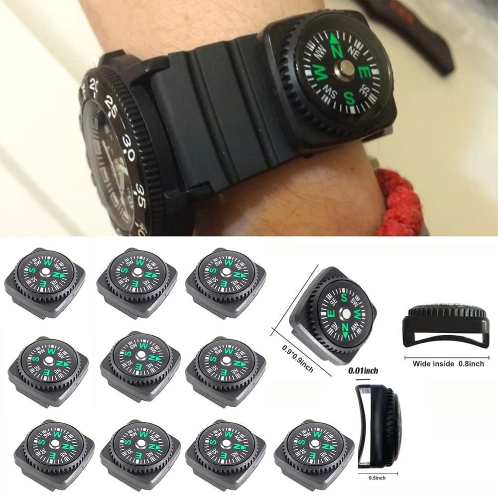 10 Pçs/Lote Mini Pulseira Bússola Portátil Destacável Acampamento Ao Ar Livre Caminhadas Viagem Ferramenta De Navegação