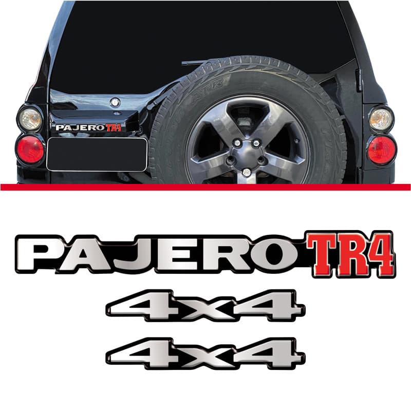 Adesivo Pajero Tr4 + 4x4 Kit 3 Peças Resinadas
