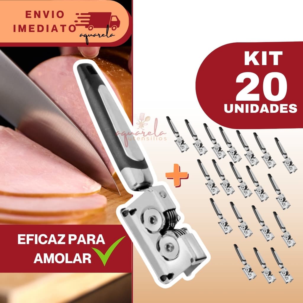 Kit Afiador de Facas Pexeira Tesouras Profissional em Aço Inox Para Cozinha Churrasqueira Atacado