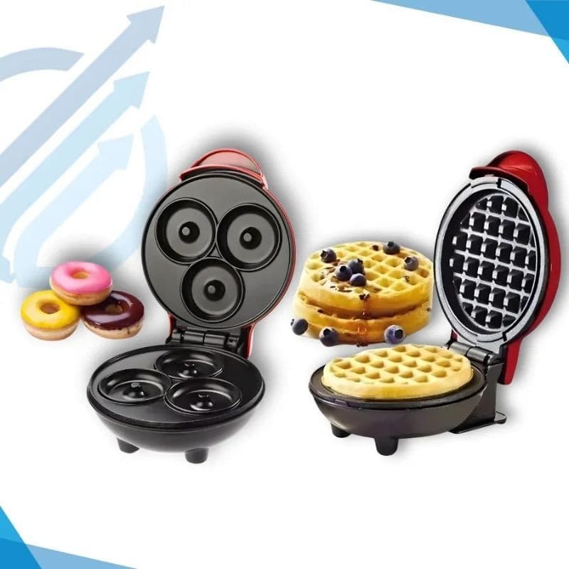 Máquina De Fazer Waffle Grill Panqueca Elétrica Prática Cor Vermelho \ Maquina De Mini Donuts Rosquinhas 110v