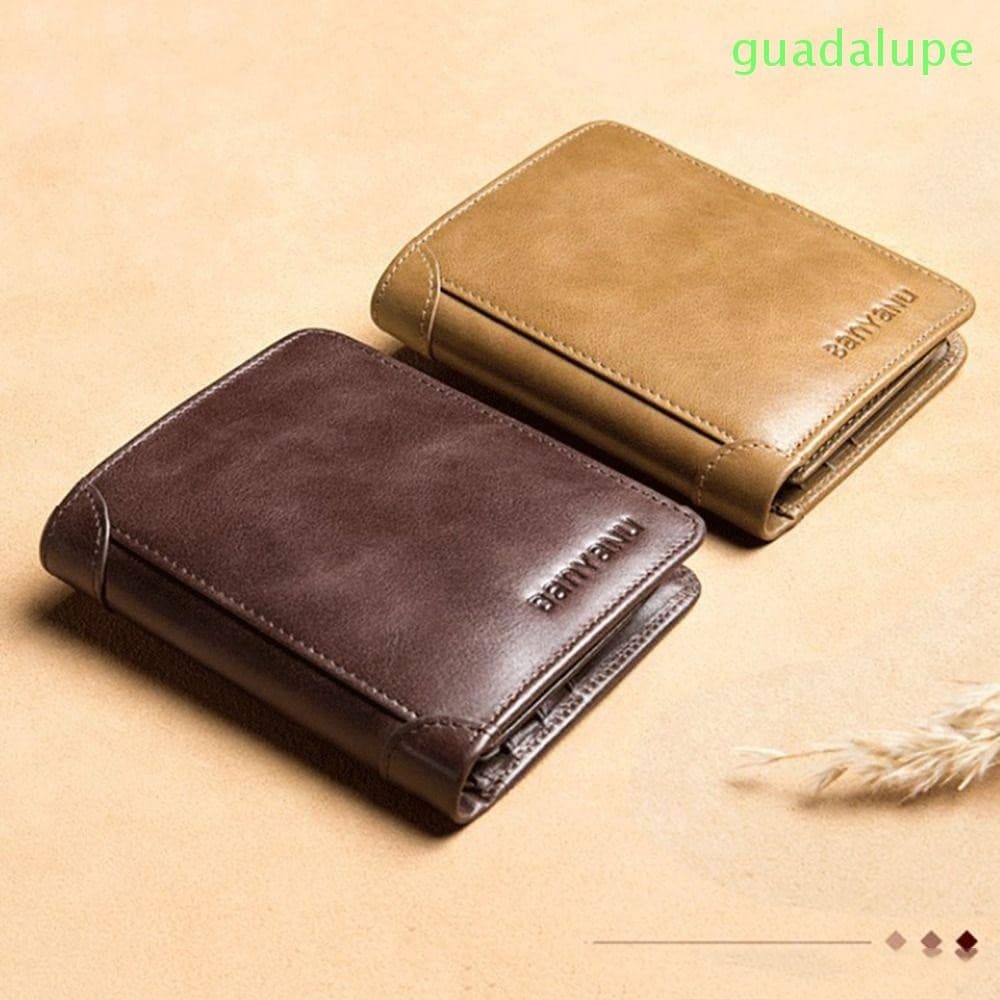 Carteira de 30% de desconto, carteira curta masculina de cor sólida de couro, bolsa de dinheiro antifurto portátil portá