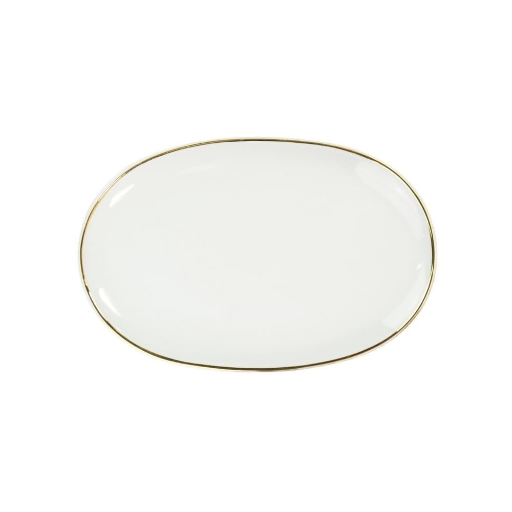 Travessa Rasa Oval 28cm Porcelana Schmidt - Dec. Filetado Ouro Itamaraty 0010