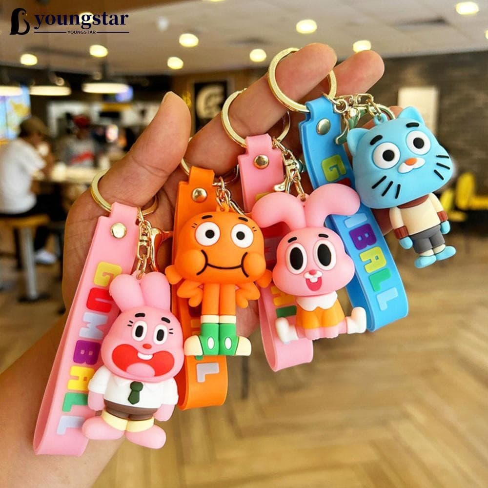 YOUNGSTAR Bonito Dos Desenhos Animados Incrível Mundo De Gumball Anime Estatueta Chaveiro Feminino Mochila Pingente Cria