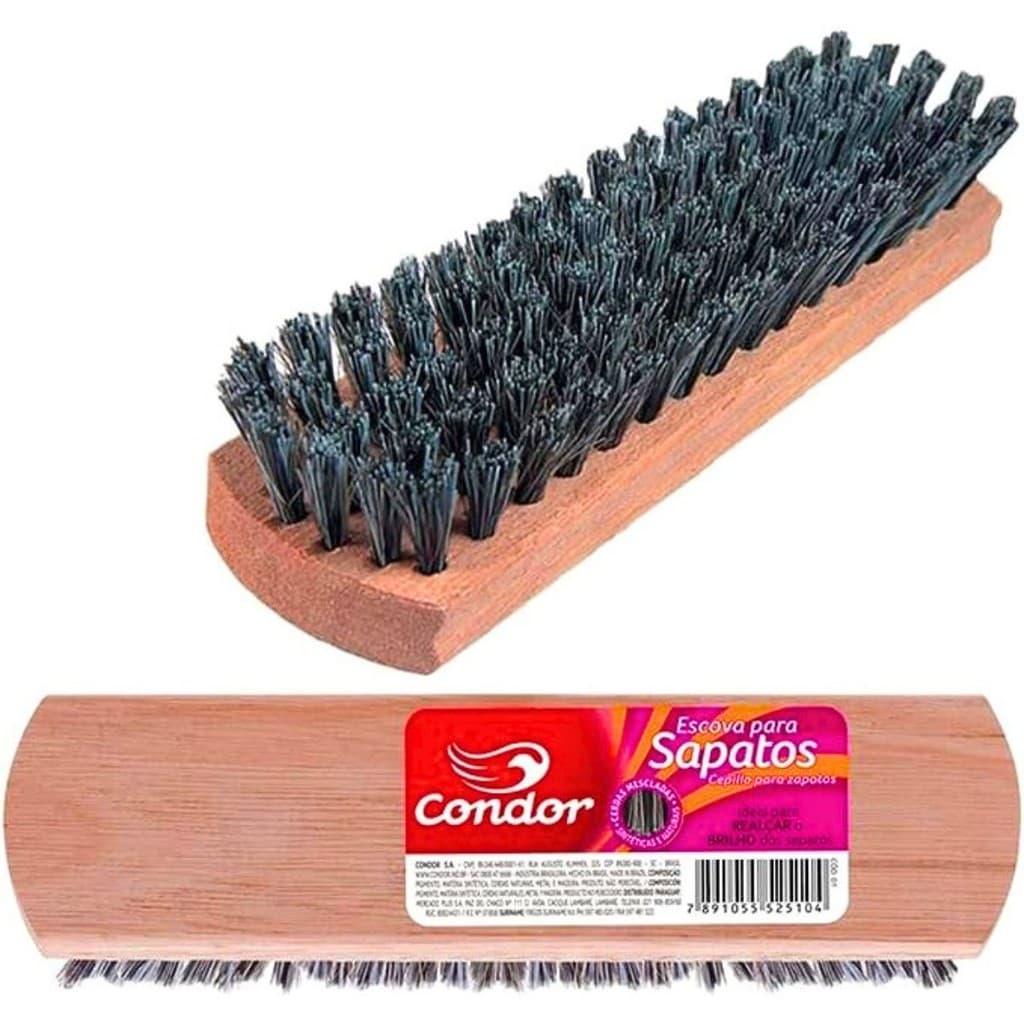 Escova Para Sapatos Condor Cerdas Duo Sintética E Natural Lustra Limpeza Multiuso