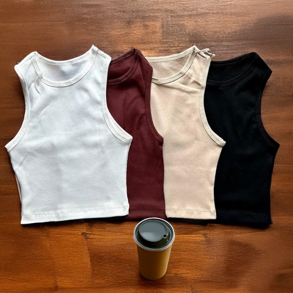 Kit 3 Cropped Feminino Canelada Regata Feminina Camiseta Básica Crooped Feminina Regatinha Cropet