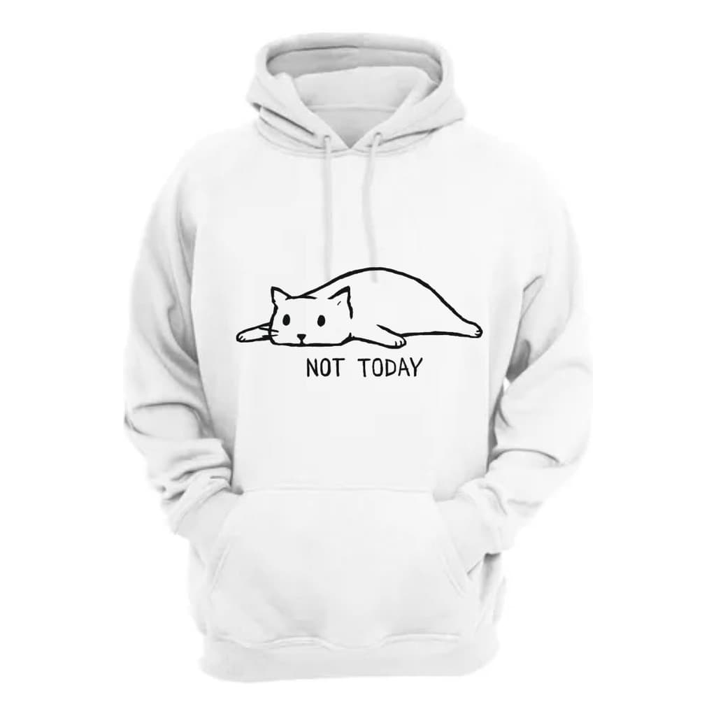 Moletom Canguru Gatinho Not Today Cat Flanelado Inverno Gato
