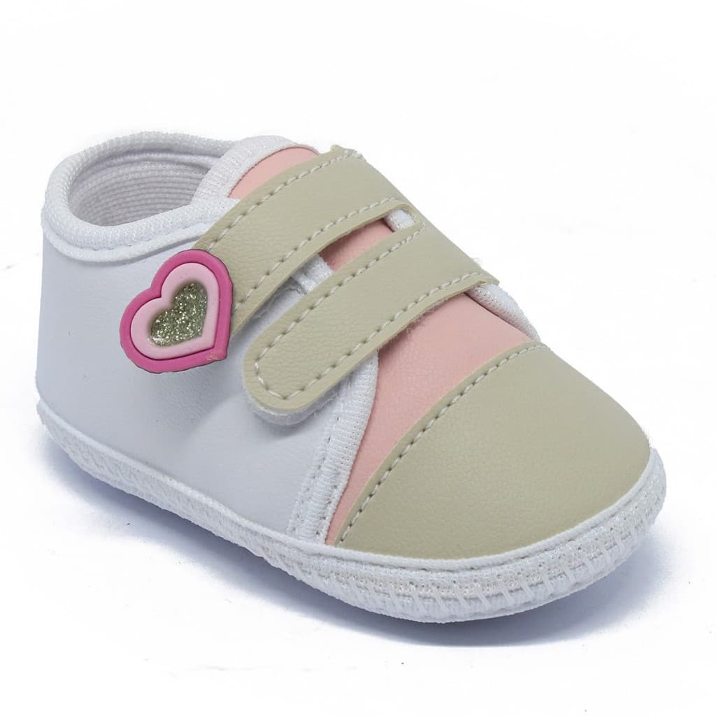 sapatinho bebê menina modelo glitter rn de velcro