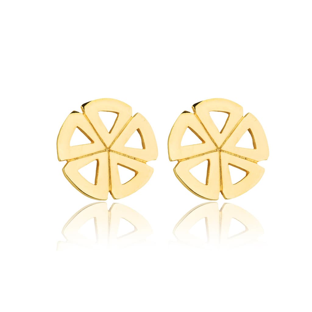 BRINCOS BANHADO A OURO 18K TREVO DA SORTE PAR DE BRINCO FOLHADO JOIAS FEMININA LUXO - HANDORA