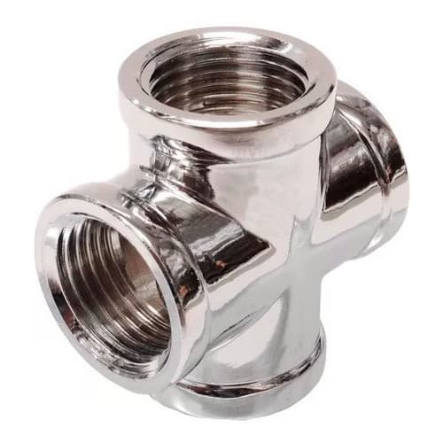 Tee Adaptador Cruzeta Metal Cromado C/ 4 Saídas 1/2 Interna