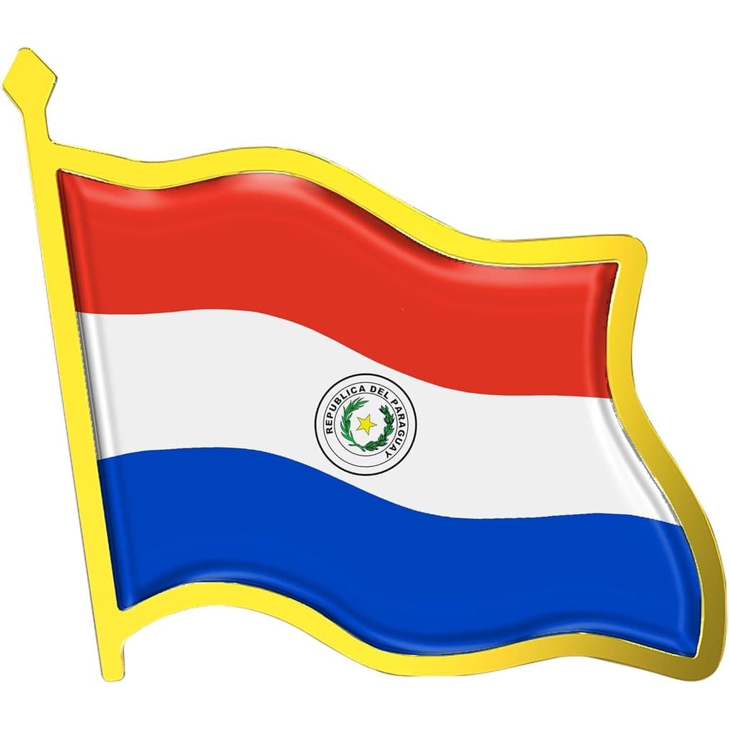 Alfinete De Lapela Da Bandeira Do Paraguay-Distintivo Nacional De Metal Esmaltado | Presentes De Lembrança De Viagem Mun