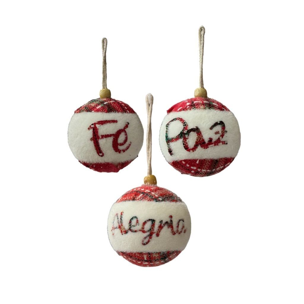 Trio Bola de Natal Xadrez - 8cm