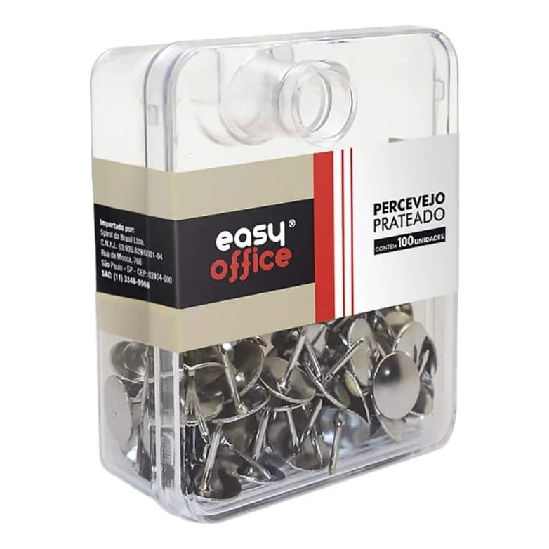Percevejo 9,5mm Prateado 100303s Easy Office 100 Un