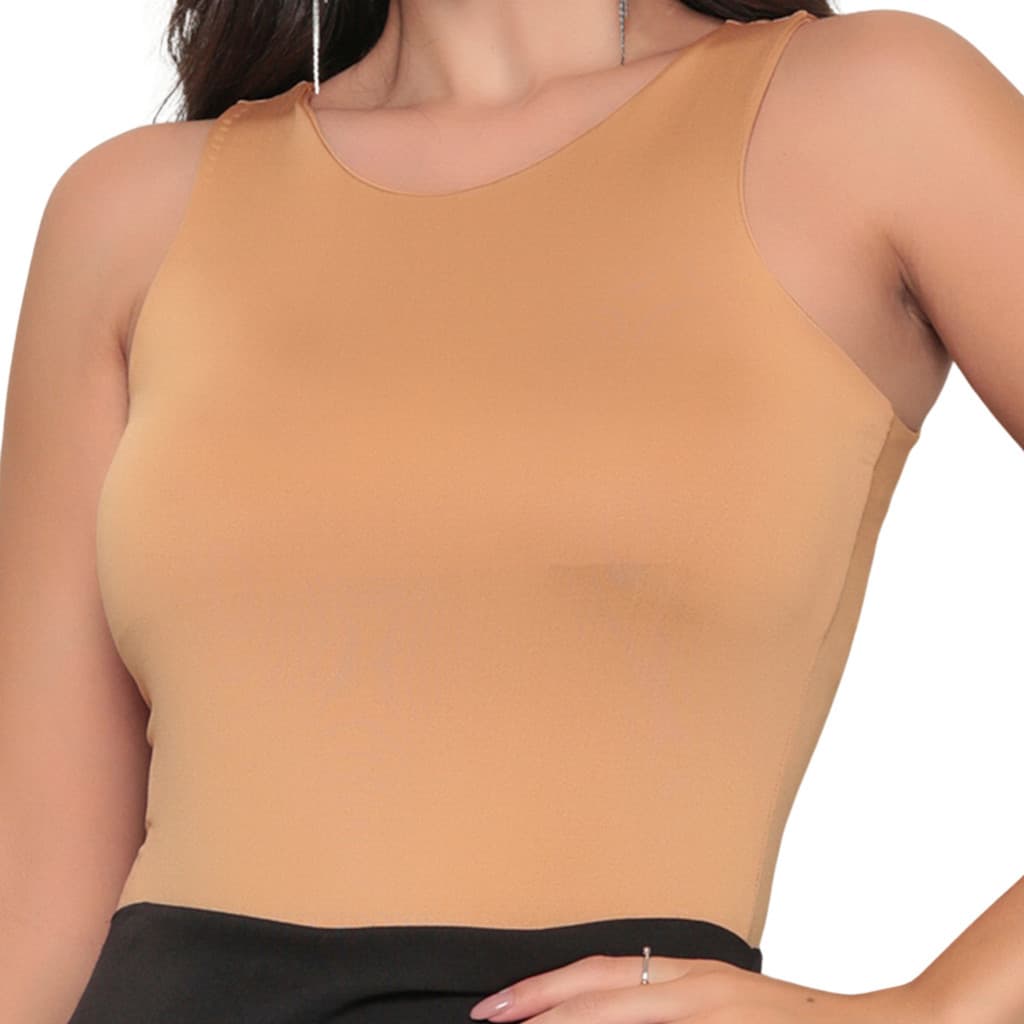 Body Feminino Regata Fecho Slim Liso Tradicional Premium