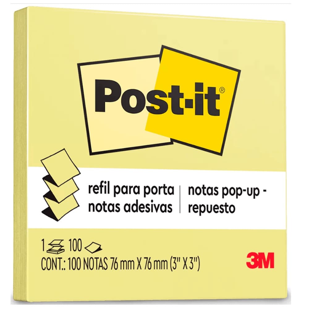 Refil Post-It Pop-Up 76mm x 76mm Com 100 Folhas Amarelo - 3M