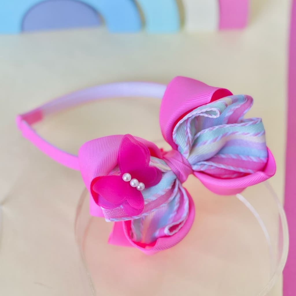 Tiara infantil  / Tiara colorida rosa    / Arco infantil /diadema  / Tiara  AC / com  borboleta de ladinho