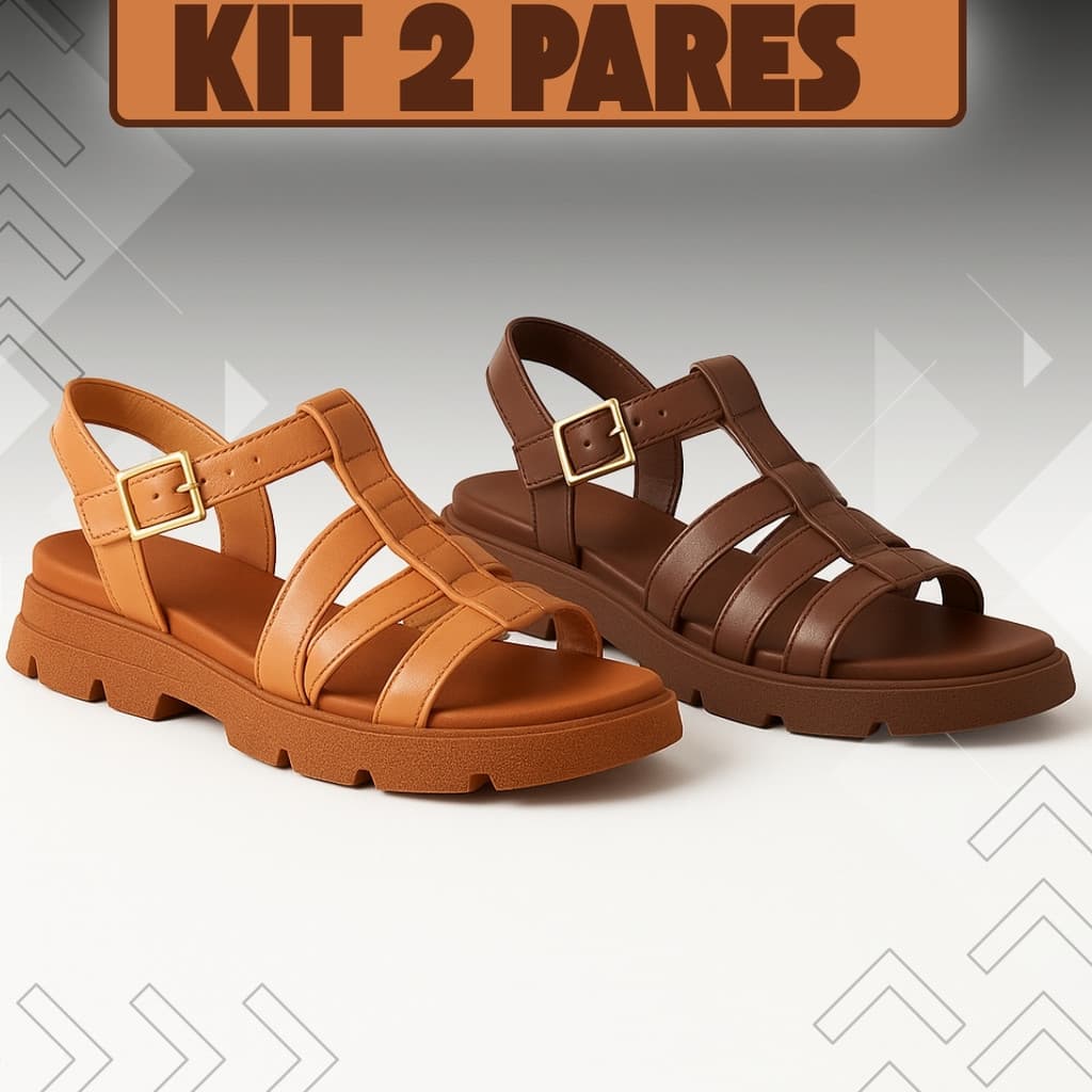 Kit 2 Pares Sandália Tratorada Feminina Conforto Estilosa e Tendência - Live