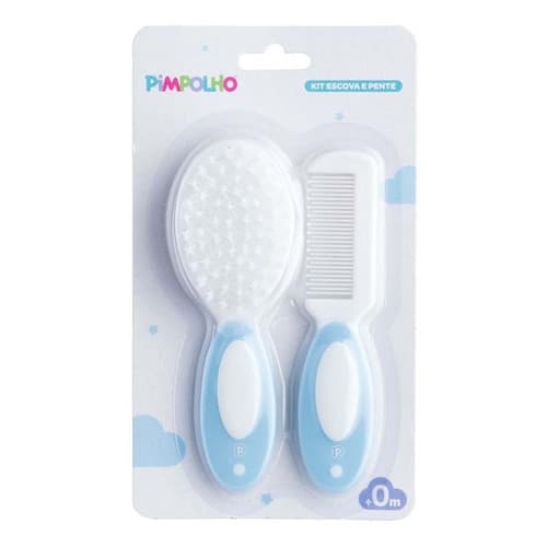 Pente E Escova Higiene Cuidados Cabelo Do Bebê Pimpolho