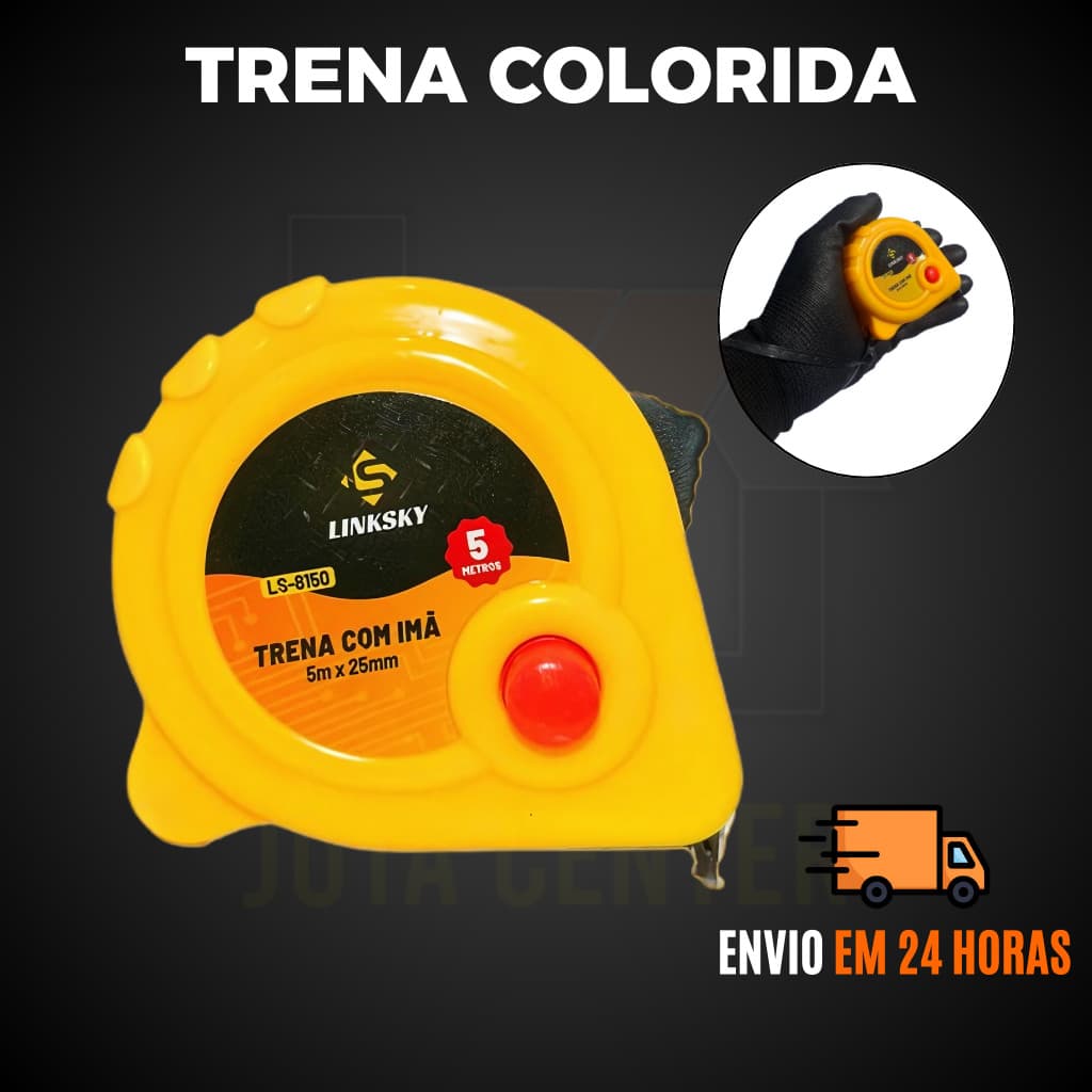 Trena Métrica 5 Metros Profissional Com Trava Fita de Aço