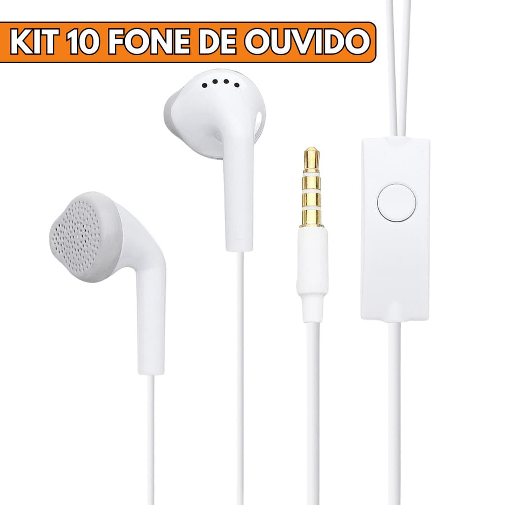 Kit 10 Fone De Ouvido Para Celular Com Fio E Microfone Entrada P2 De 3.5mm