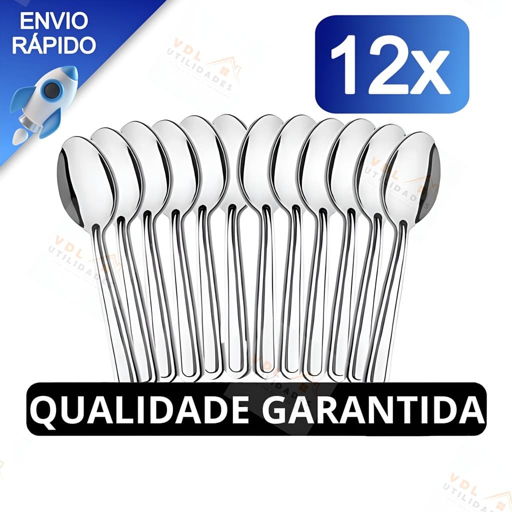 Kit Jogo de Talheres 12 Colheres de Mesa Restaurante Para Cozinha Talher Casa
