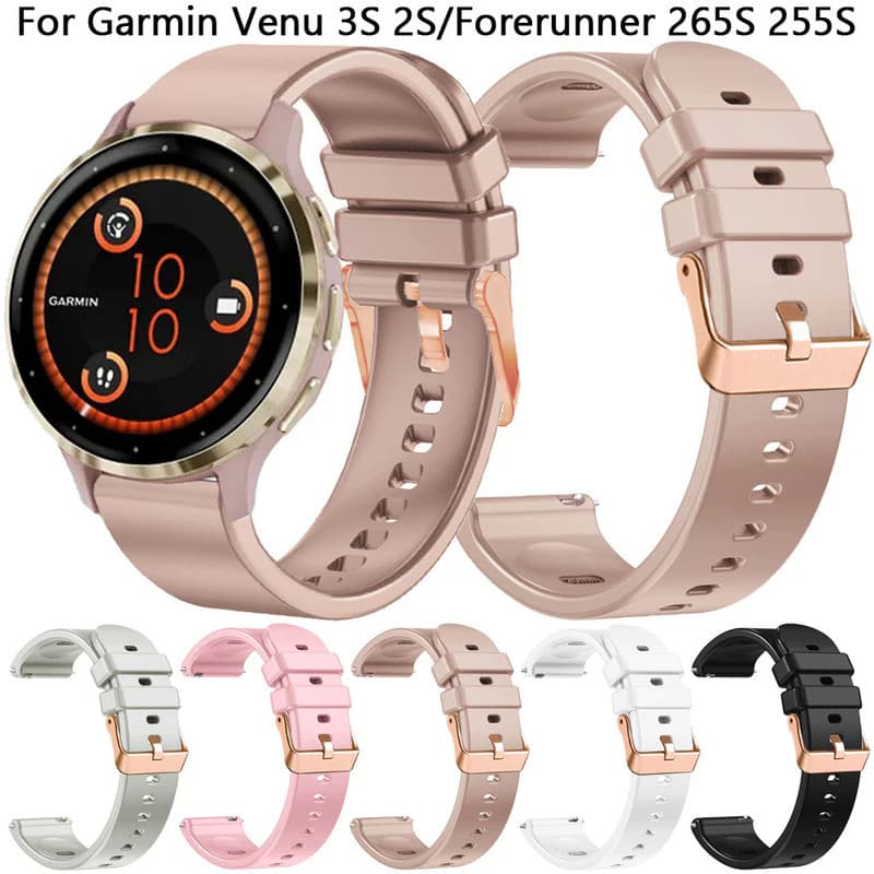 Pulseira de 18mm para Garmin Venu 3S 2S Vivoactive 4S Vivomove 3S Watch Band Girl Forerunner 265S 255S Pulseira de Silic