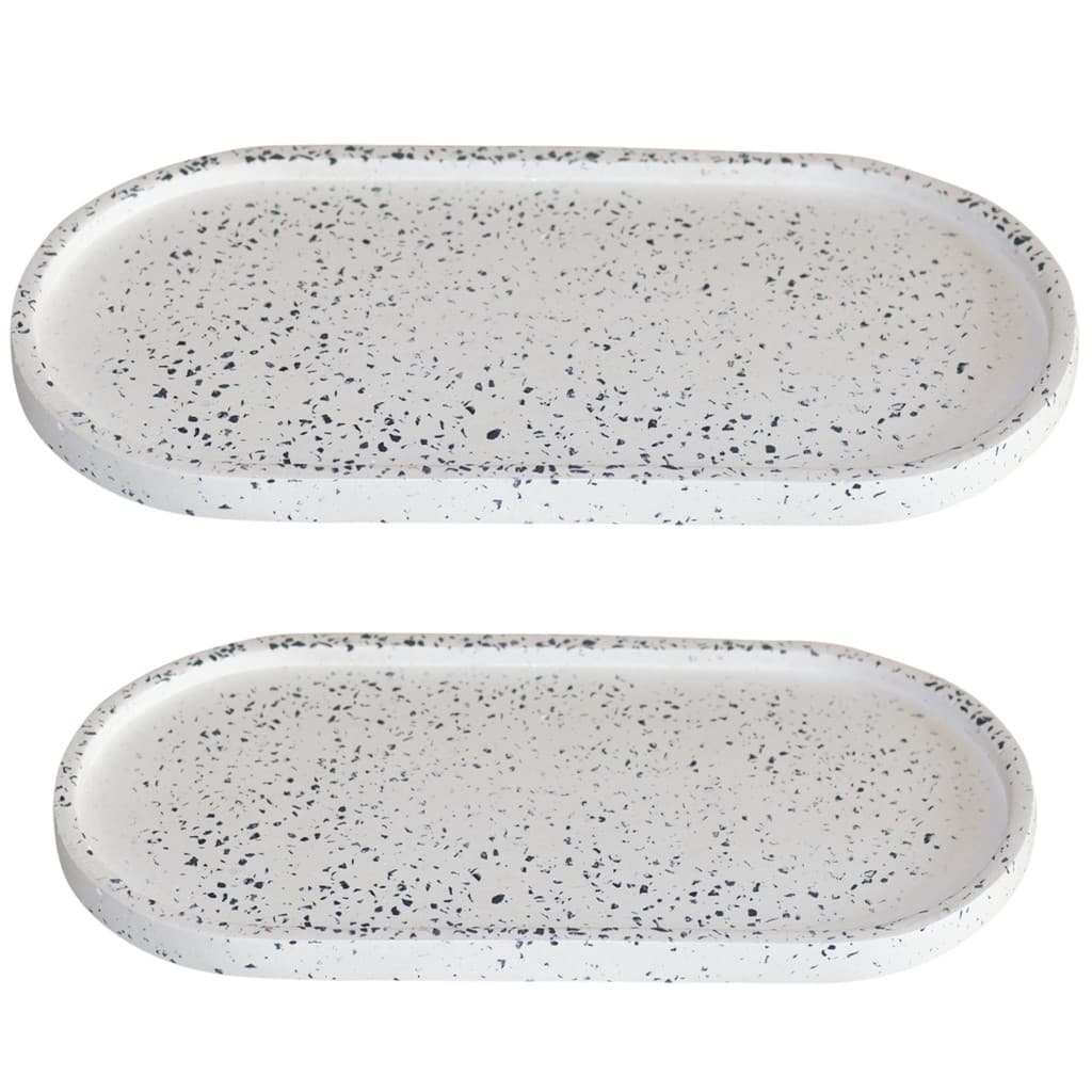 Bandeja Para Banheiro Bandeja Decorativa Bandeja Oval Peônia Artesanal De Cimento Com Granilite