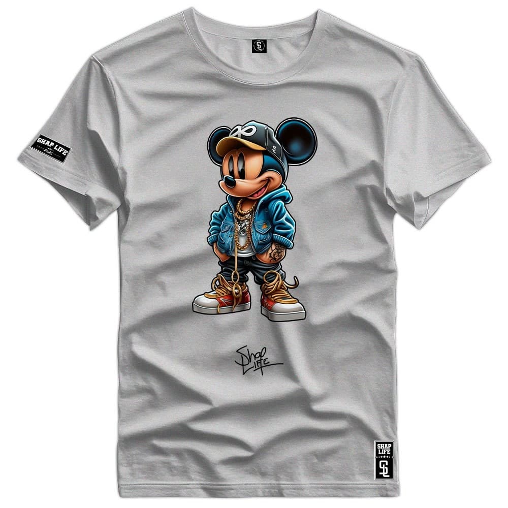 Camiseta Personalizada Estampa "Mickey Mouse Moletom E Boné" Casual