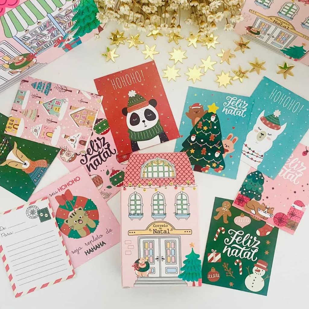 CAIXA CASINHA COM MINI CARTOES DE NATAL   BUENDIA   PPC5152 - UNITÁRIO E SORTIDO