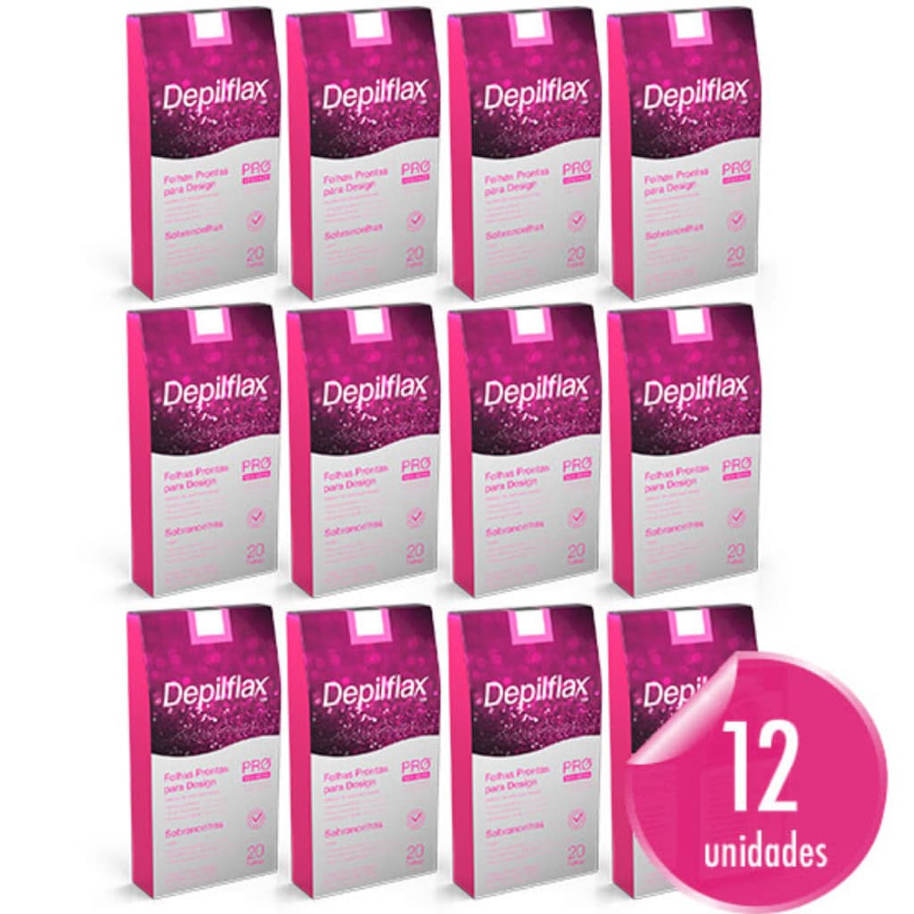 Kit 20 Depilflax Folhas Prontas Design Sobrancelhas 12 Caixas Depilflax