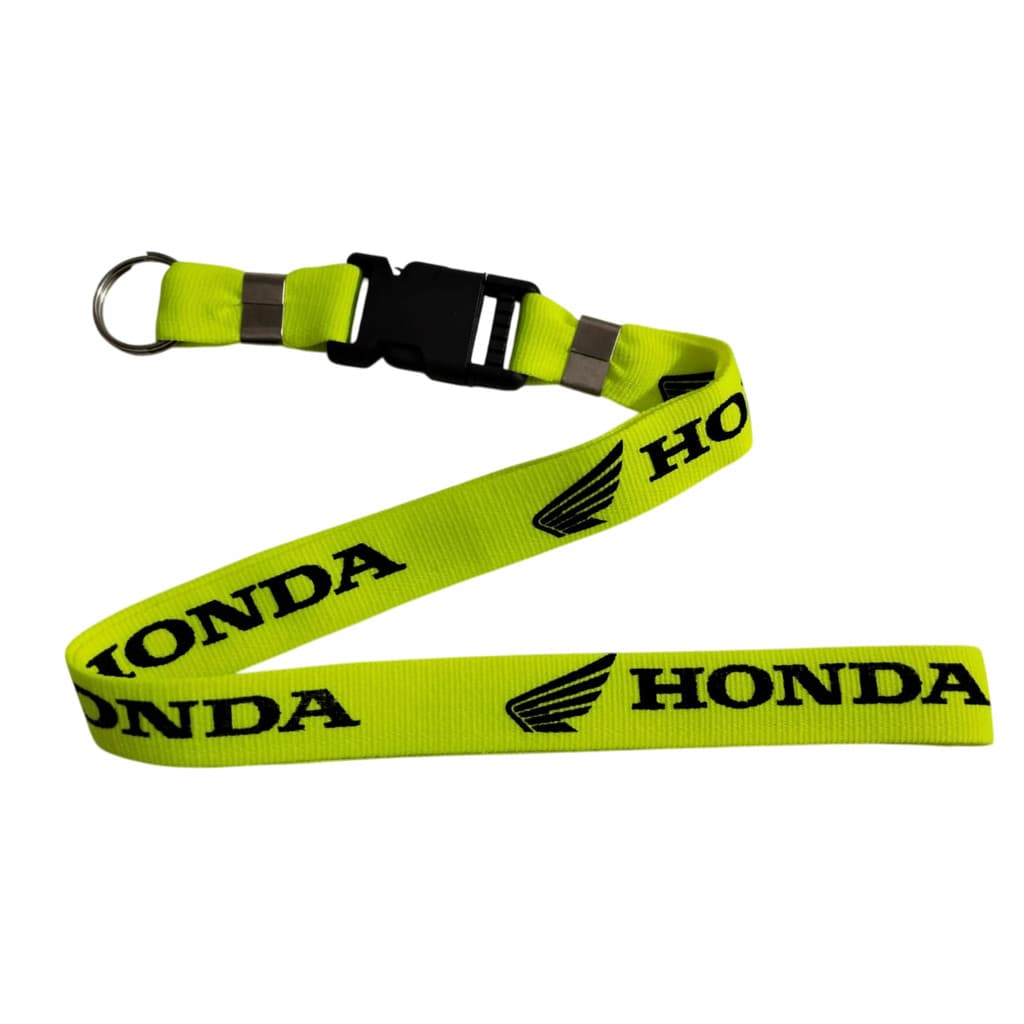 Kit 2 Cordões de Pescoço com Engate Rápido para Chave de Moto e Crachá - Modelo Honda Amarelo Neon