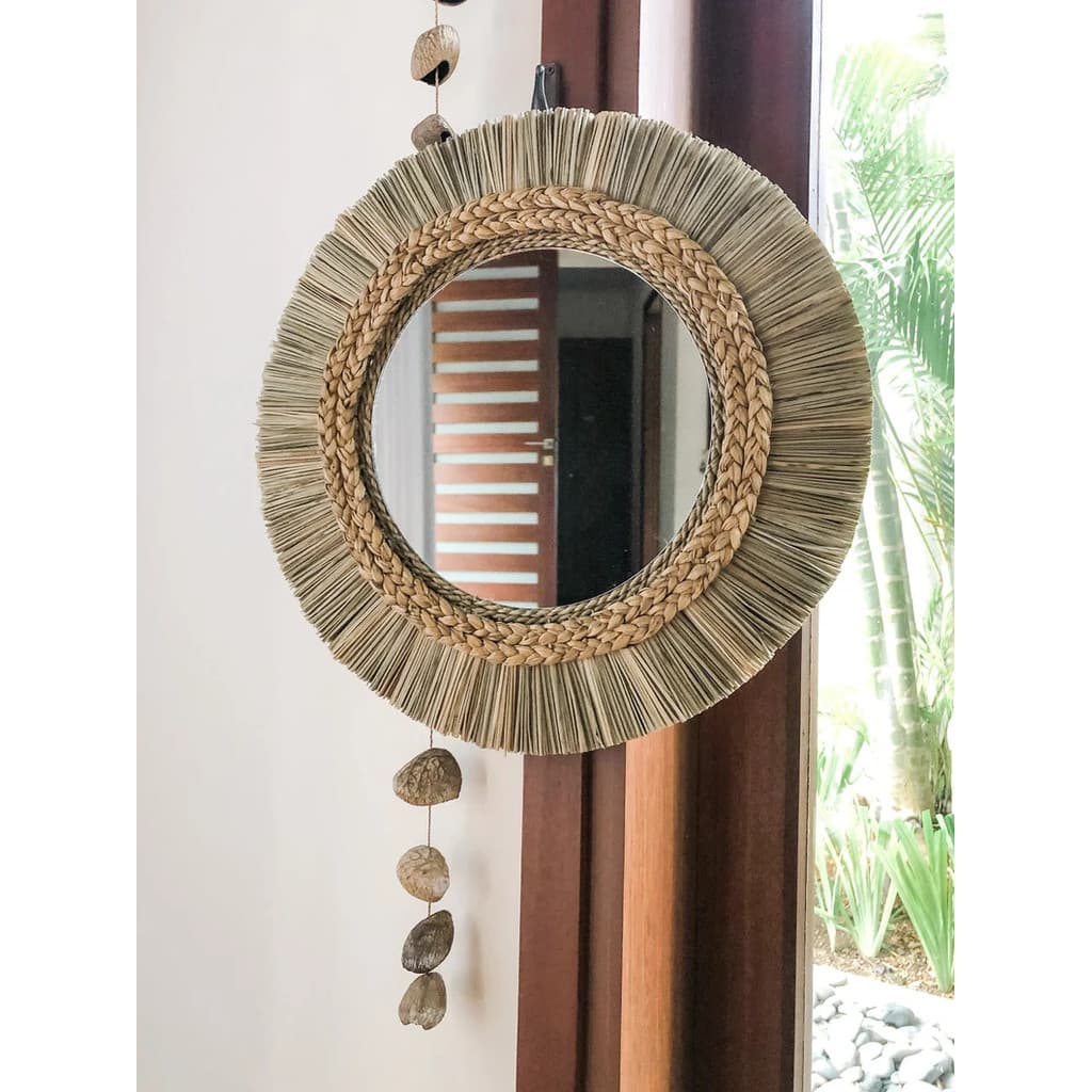 Espelho Redondo Decorativo De Parede Seagrass 65Cm Rafimex