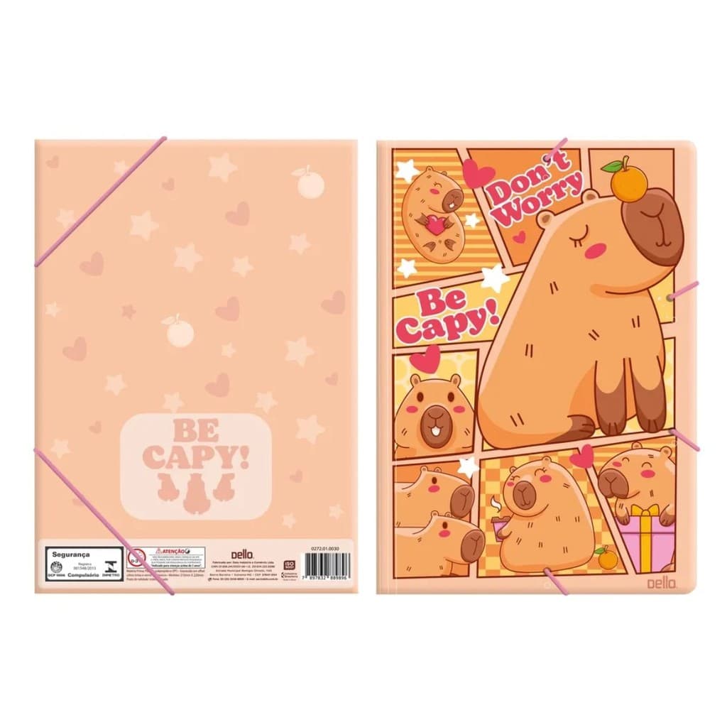 Pasta Aba Com Elástico A4 Capivara Be Capy Laranja
