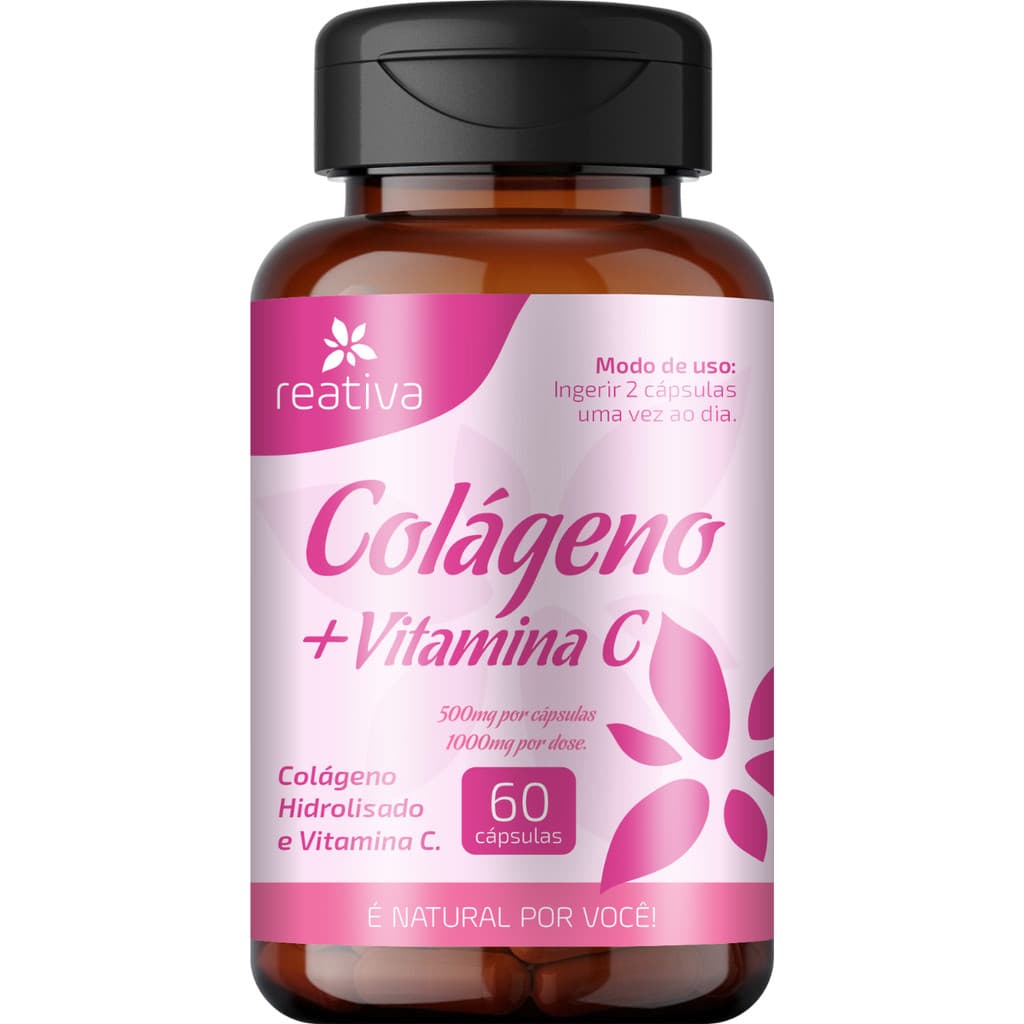 Suplemento de Colageno Hidrolisado Com Vitamina C Pele Unha e Cabelo com 60 Caps