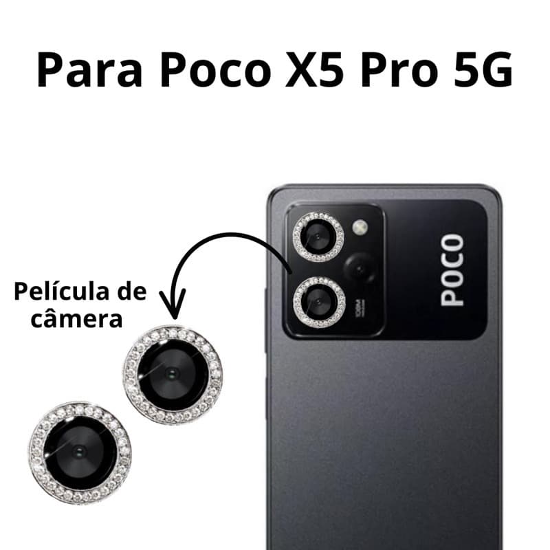 Pelicula Câmera Traseira Xiaomi Poco X5 Pro 5G com brilho em Vidro 3D Anti-Impacto Protetora