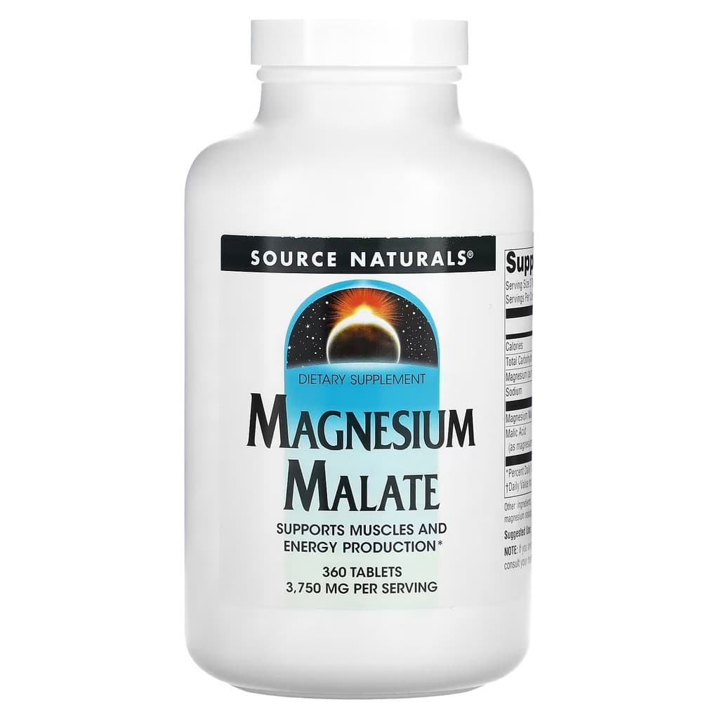 Magnesio Malato 1.250 Mg 360 Tablets Source Naturals Imp Eua