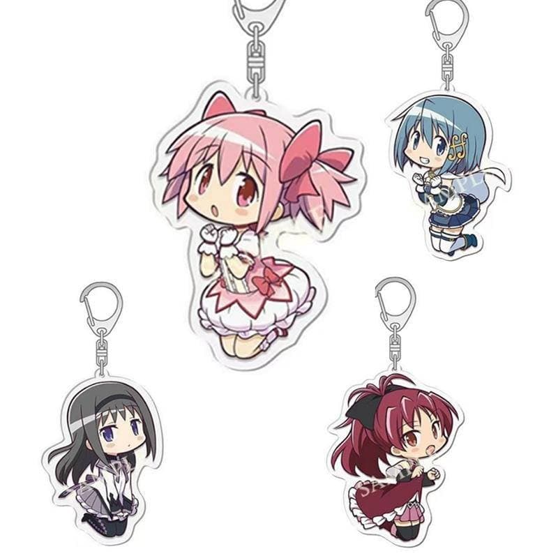 4 Estilos Anime Puella Magi Madoka Magica Chaveiro Kanome Sakura Kyuko Miki Sayaka Akemi Homura Pingente Bolsa Acessório