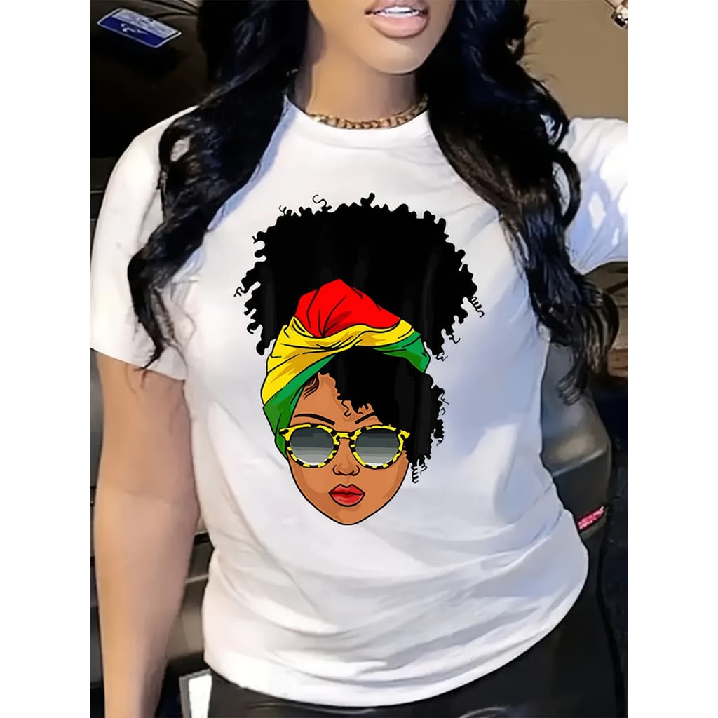 Camiseta Feminina Mulher Estampada Negra Reggae