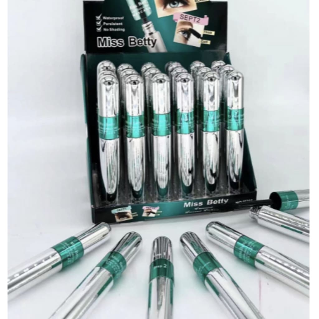CAIXIA com box 24pc Máscara para cílios a prova d'água Miss Betty 4D cor preto