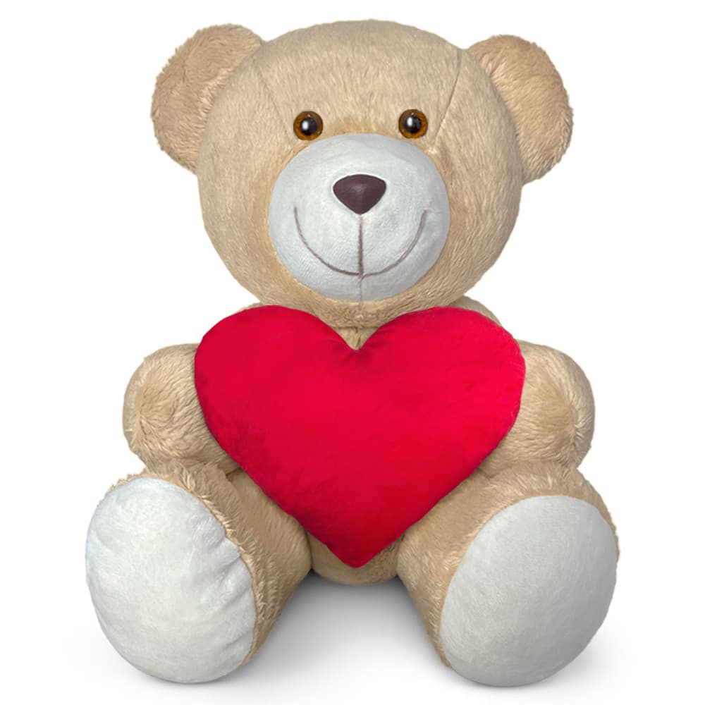 Ursinho De Pelúcia Com Coração Antialérgico Presente Namorados Amor - 20cm