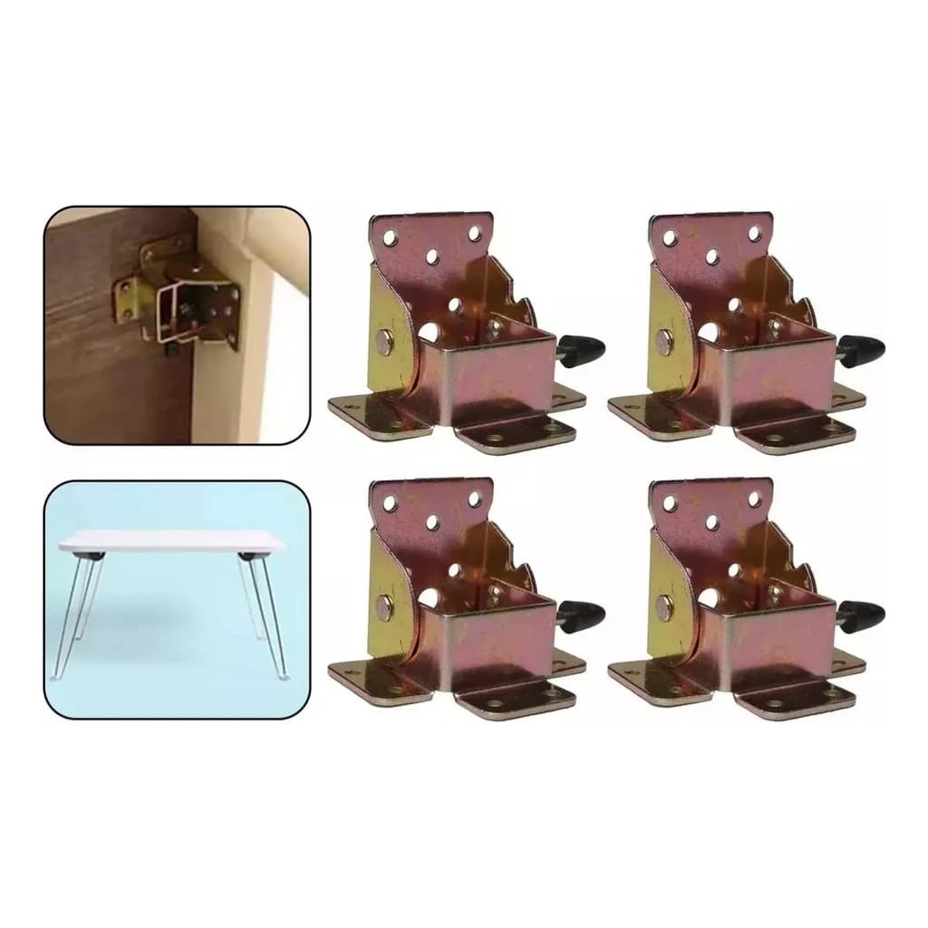 4 Pcs Suportes De Perna Dobráveis Dobradiças Pes De Mesa
