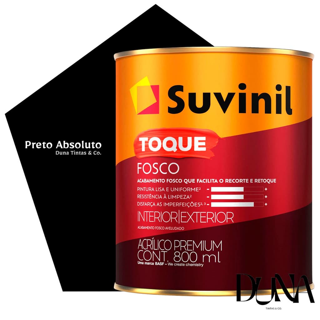 Tinta Suvinil Toque Fosco Premium Preto Absoluto 800ml