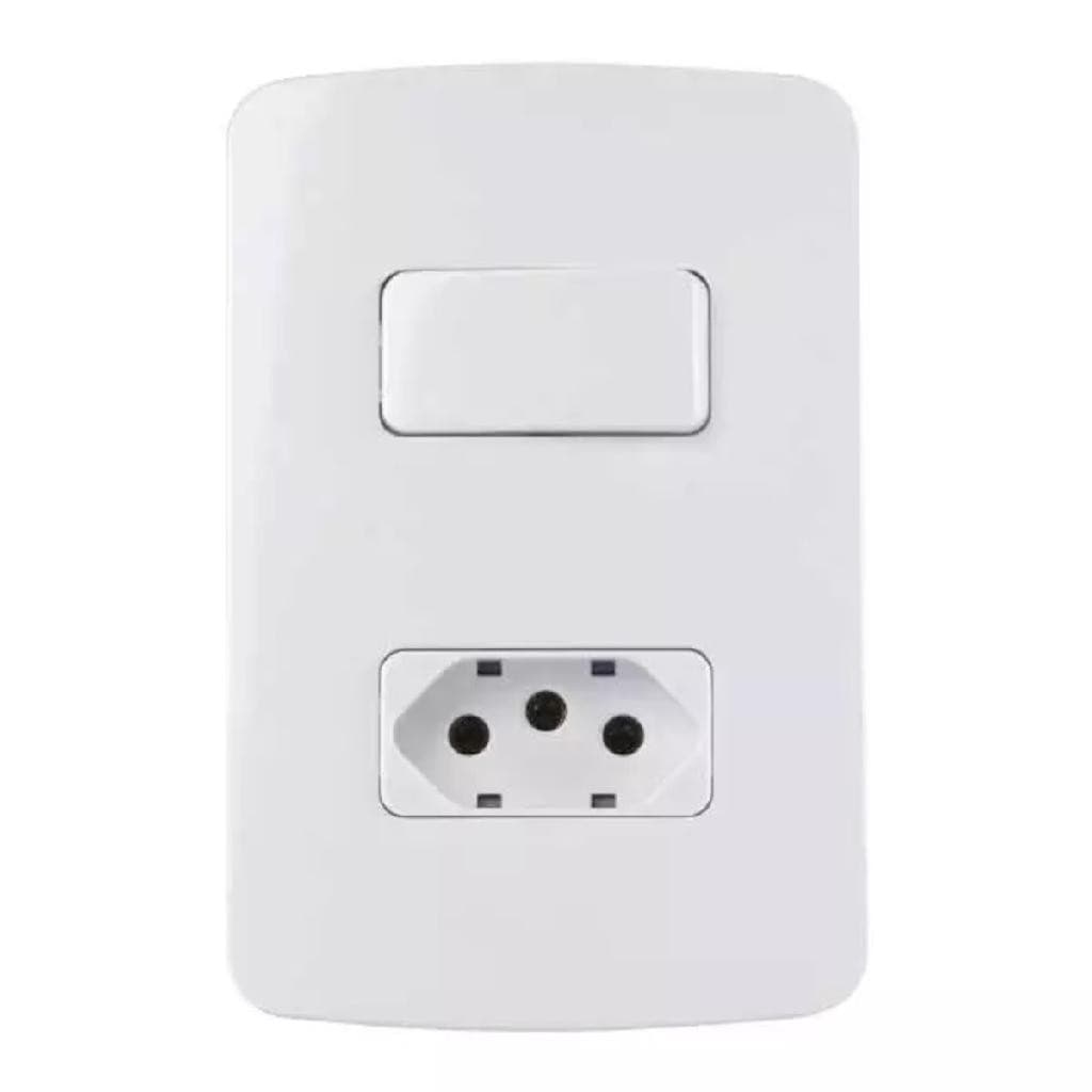 Conjunto Interruptor Simples + Tomada 10/20A 4x2 2x4 Margirius B3