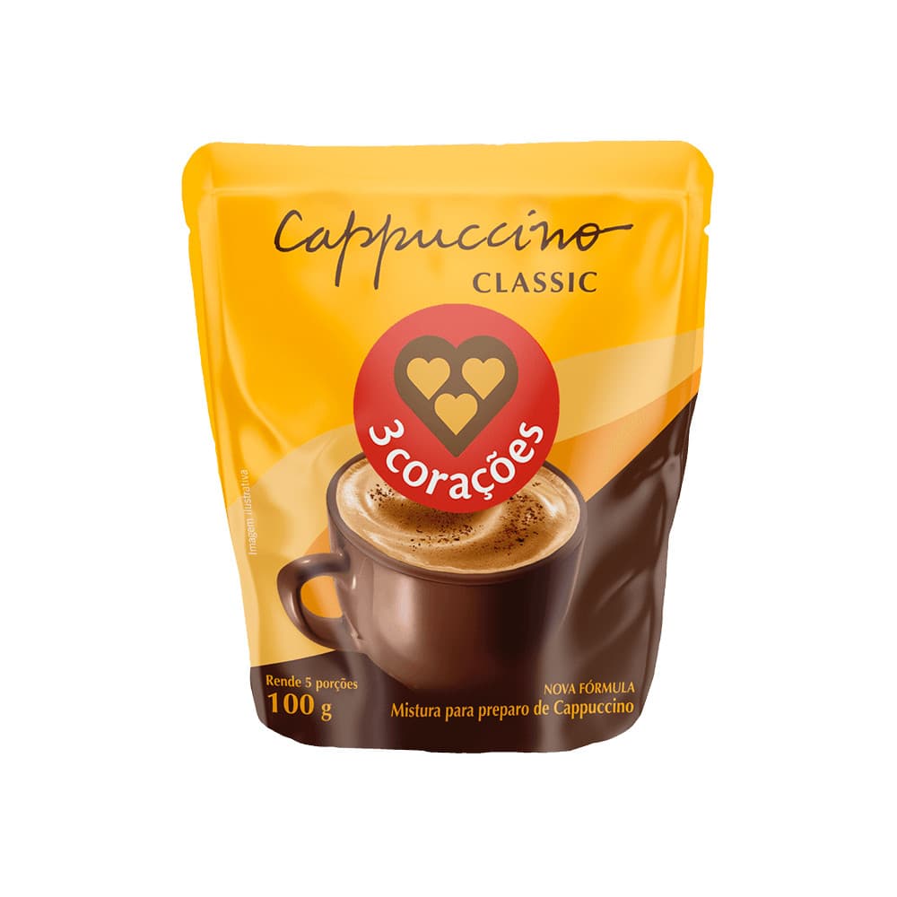 Café Solúvel Cappuccino Classic 3 corações 100g