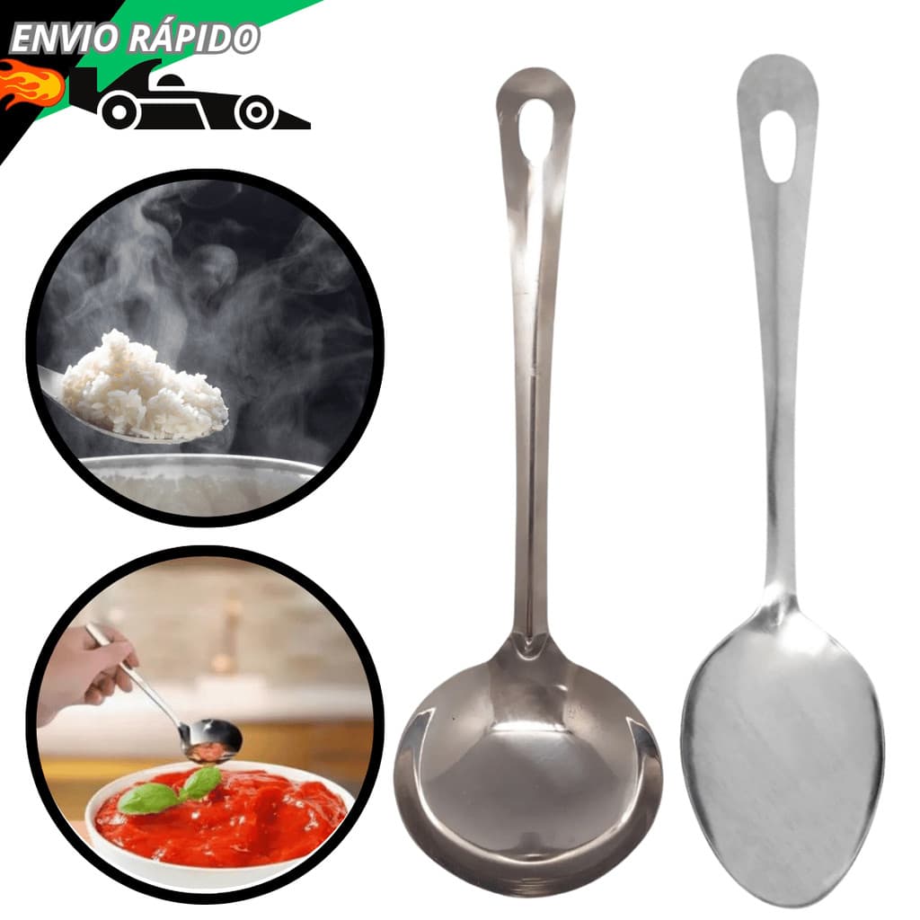 Concha e Colher Em Inox Utensilio Multiuso Para Servir Arroz Feijão Para Cozinha