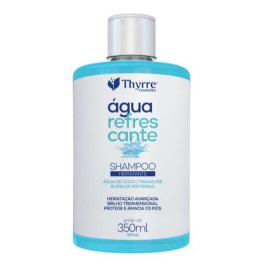 Shampoo Água Refrescante 350ml Hidratação Avançada Tratamento Capilar Brilho Tridimensional Thyrre