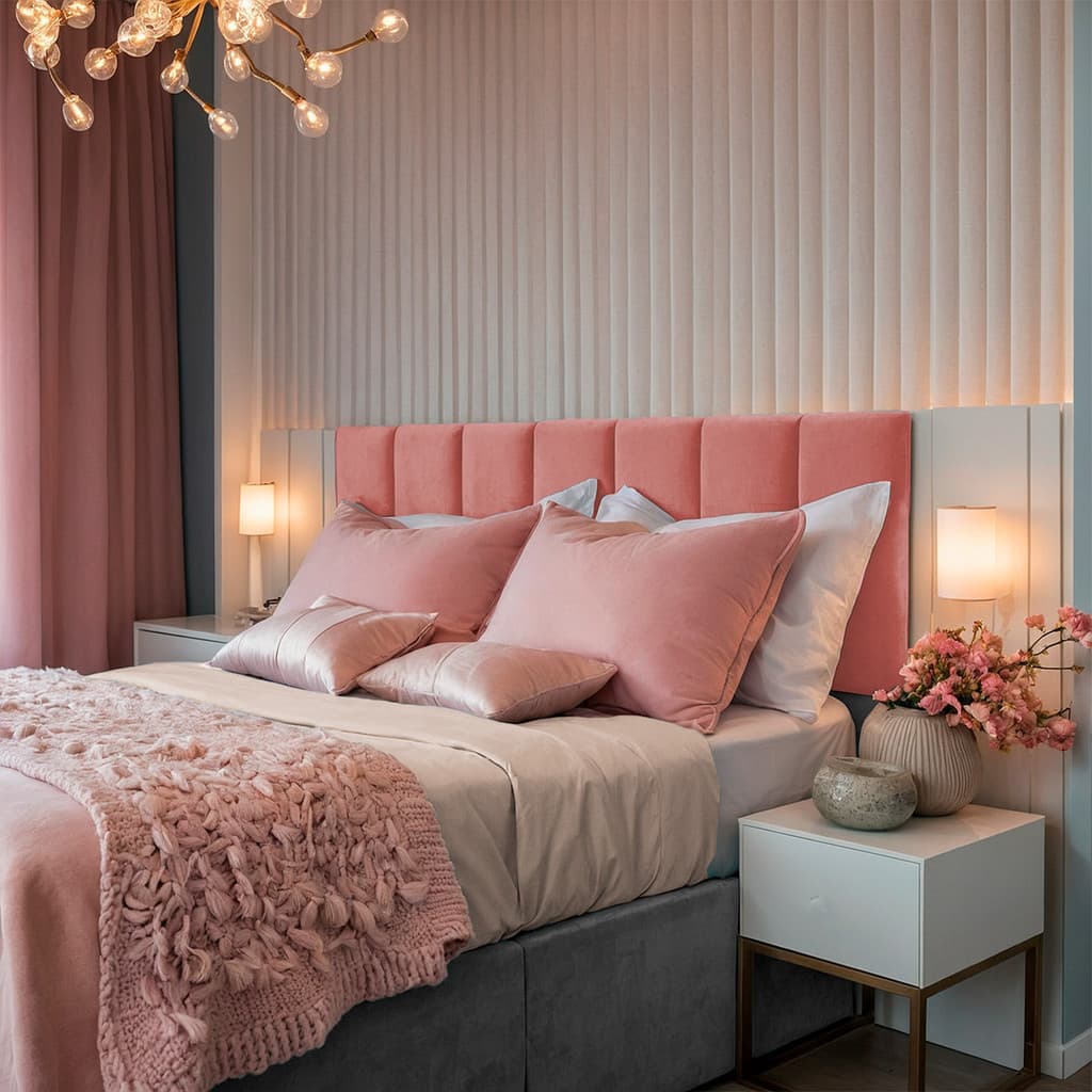 KIT 7 Peças Cabeceira de Cama Casal Estofada Adesiva Modular