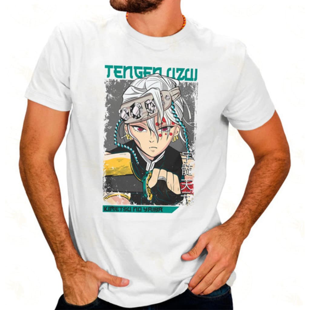 Camiseta Masculina Tengen Uzui Anime Demon Slayer Estampa de Herói