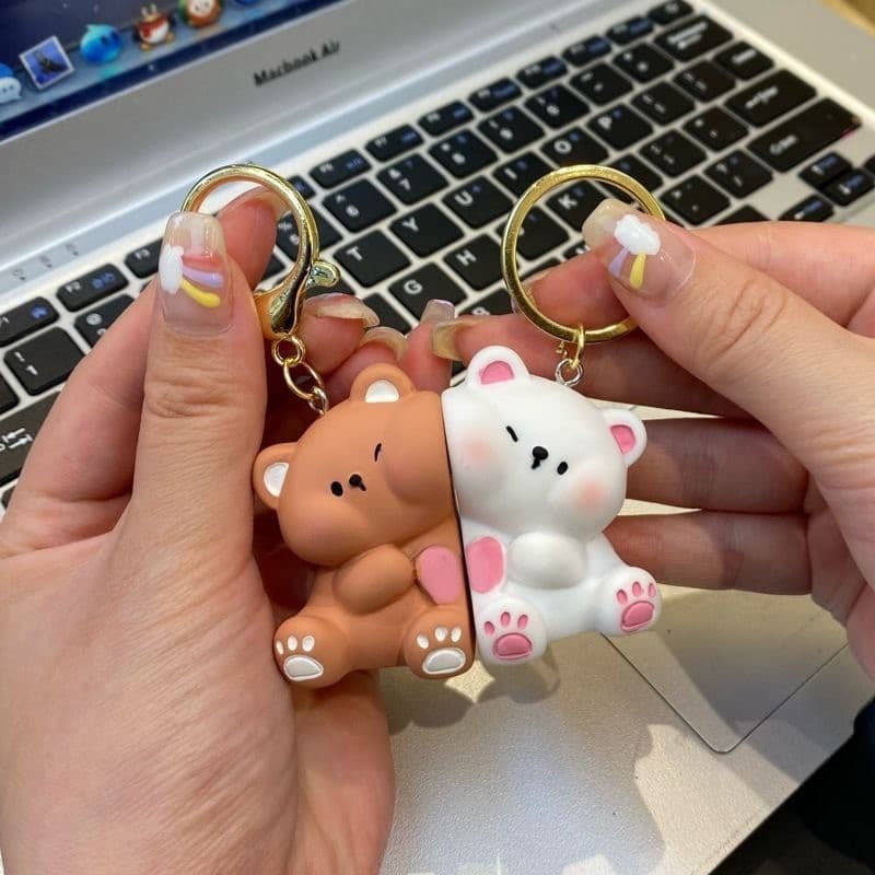 Mini Urso Magnético Chaveiro Resina De Alta Qualidade Criativo Bonito Saco De Escola Pingente Casal Presente