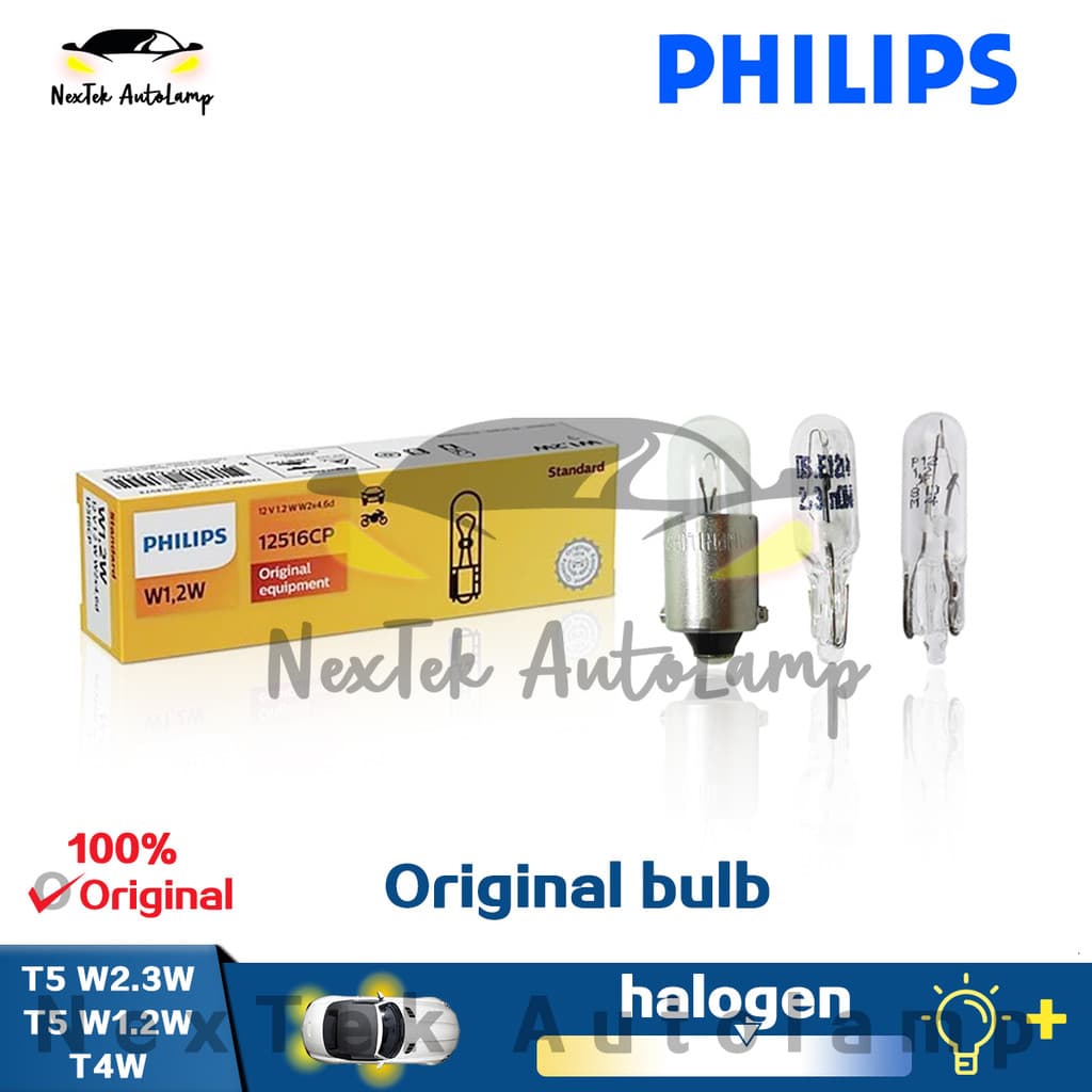 Philips T5 W1.2W W2.3W T4W 12061 12516 12929 12V Lâmpada Halógena Padrão Original Para Carro (1 lampada)