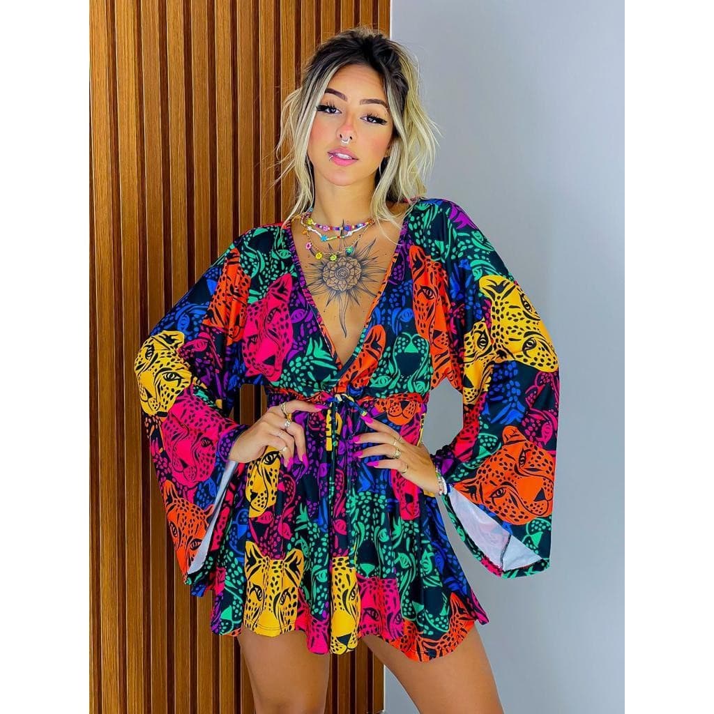 Macaquinho Feminino Até o Plus Size Estampa Tropical